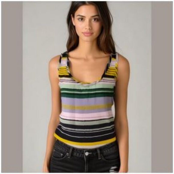 🥑NWT Banana Republic Striped Racerback Lightweight Formal Tank Top %100 Viscose - Picture 3 of 16